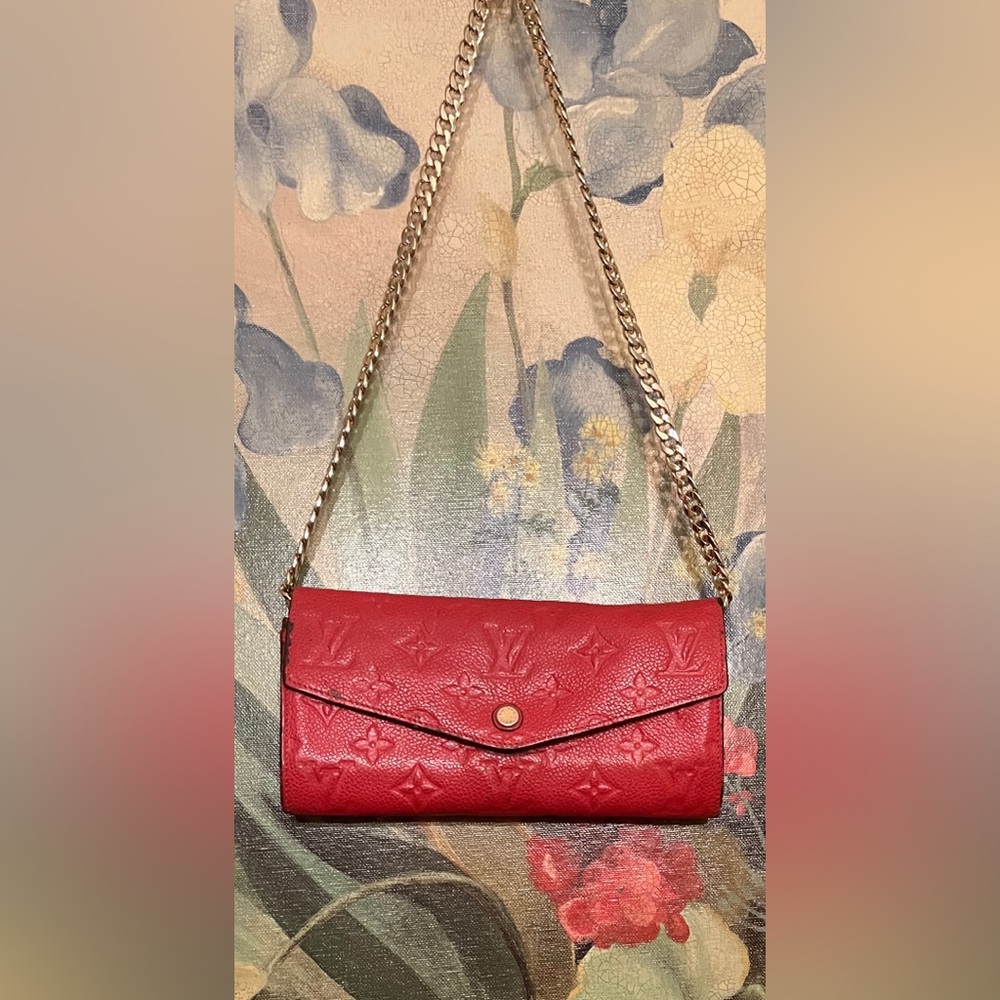 Louis Vuitton Sarah Wallet in Monogram Empreinte Orange Leather